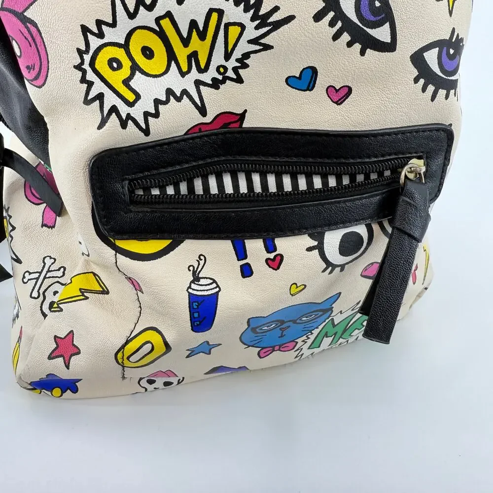 Betsey Johnson Pow Meow Mini Backpack Retro Comic Book Cartoon Style 13x10x5